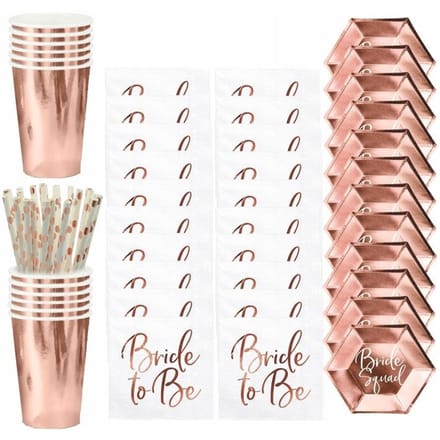 PARTYDECO - 6 Bride Squad roségouden bordjes 23 cm