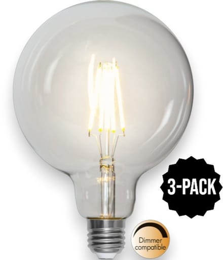 3-Pack | G125 Globelamp - E27 - 7.5W - Extra Warm Wit - 2700K - Dimbaar - Filament - Helder