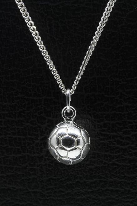 Zilveren Voetbal 11 mm massief ketting hanger