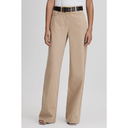 Reiss Cotton Denim Wide Leg Trouser Light Camel Taglia: 6 | Pantaloni da completo Outlet | Donna | Blu