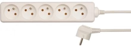 Vorel Serie - Witte Verlengsnoer - 5 Stopcontacten - 5m - Geaard