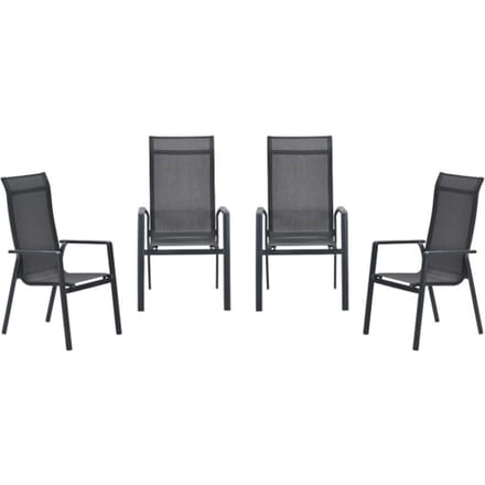 Garden Impressions Osaka stapelbare tuinstoelen set van 4 – carbon black / dark grey