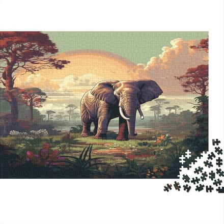 Olifant Puzzel - Dierenpuzzel Legpuzzel - Ontspanning Thuis - Premium Kwaliteit Karton - 1000 Stukjes 75x50cm