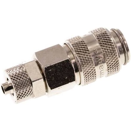 Vernikkeld Messing DN 5 Luchtkoppeling Snelkoppeling 4x6 mm Push-On Double Shut-Off - CLS5-N-BN-SV-4
