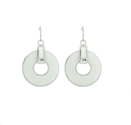 Behave - Oorbellen hanger wit rond zilverkleur - Minimalistisch design 4 cm