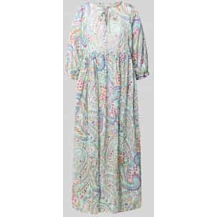 Midi-jurk van pure katoen met all-over paisleyprint