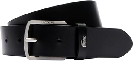 LACOSTE Leren Riem Elegance Plain Leather Belt W105 Noir Zwart