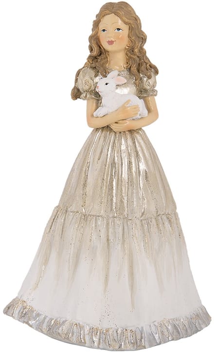 Clayre & Eef Kerstdecoratie Beeld Meisje 14x11x22 cm Beige Kunststof