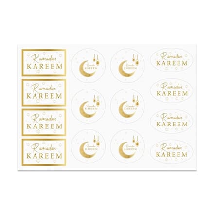 Ramadan Kareem - Cadeau Labels Transparant Goud (14 st)