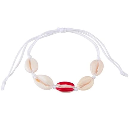 Fako Bijoux® - Schelpjes Armband - Schelpen - Wit - 1x Rood