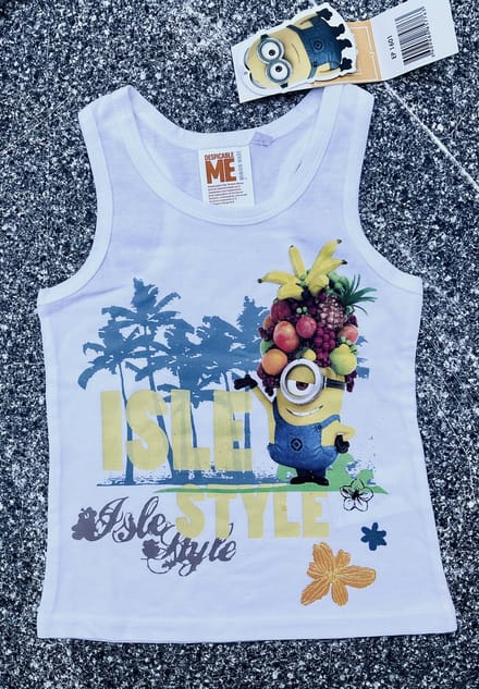 Minions Shirt - Mouwloos - Wit - Maat 92/98