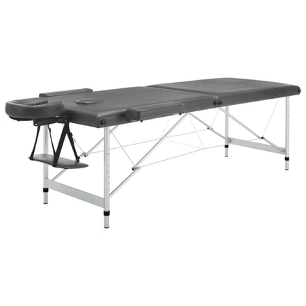 vidaXL - Massagetafel - met - 2 - zones - 186x68 - cm - aluminium - frame - antraciet