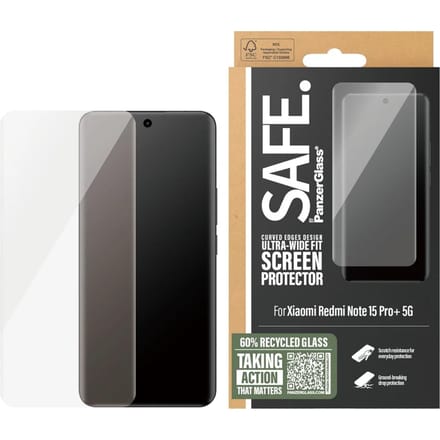 SAFE by PanzerGlass Ultra-Wide Fit Screenprotector voor de Xiaomi Redmi Note 15 Pro Plus (5G)
