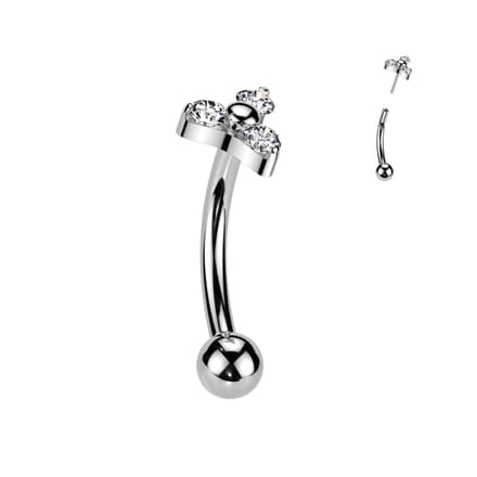 Piercing titanium curved triangular gemmed 1.2x8 - zilver - LMPiercings