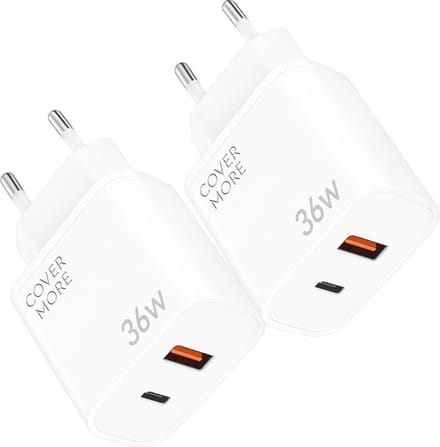 Usb C adapter - Snellader - 35w - Quick charge - Super fast charging - Met usb en usb C - 2 poorten - Universeel - Gan - Klein - 2 stuks