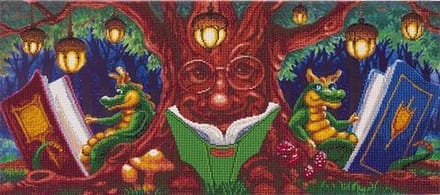 Diamond Painting Crystal Art Kit ® The Reading Tree, 40x90 cm, partial painting