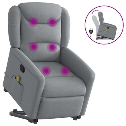 vidaXL - Sta-op-massagestoel - verstelbaar - stof - lichtgrijs