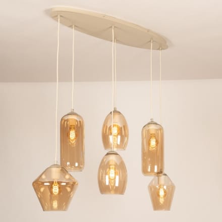 Lumidora Hanglamp 75529 - NAPELS - 6 Lichts - E27 - Beige - Zand - Metaal