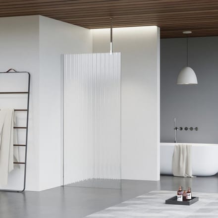 FugaFlow Eccelente Vetro inloopdouche badkamer - 100x200cm - ribbelglas - plafondarm - chroom