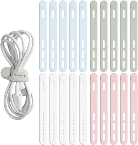 Allecto Plus - 16 stuks herbruikbare siliconen kabelbinders in 4 kleuren. Ideaal voor audiokabels, computers en meer