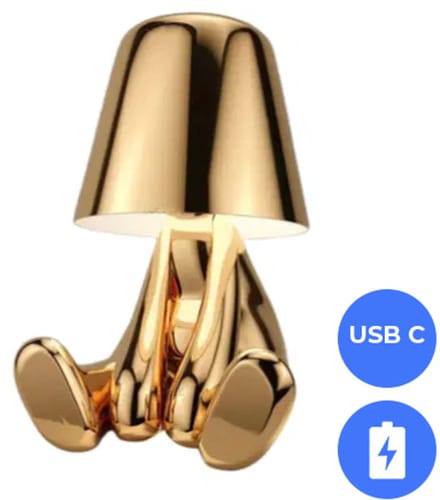 Oplaadbare LED Tafellamp - Denker - Dimbaar - USB-C - Golden Boy Eddy