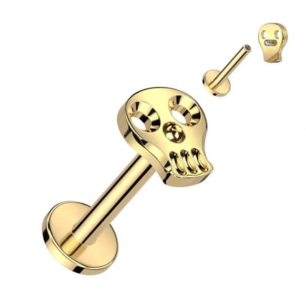 Piercing titanium skull intern schroefdraad 1.2x6 - goud - LMPiercings