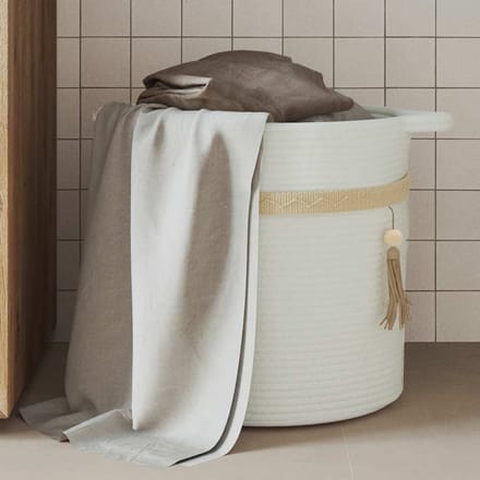 vidaXL - Opbergmand - Ø - 38x36 - cm - katoen - wit