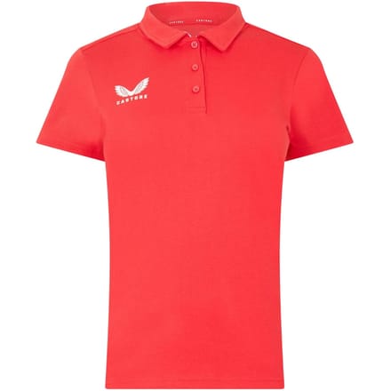 Castore Poloshirt met kraag en logo voor dames (Echt rood)