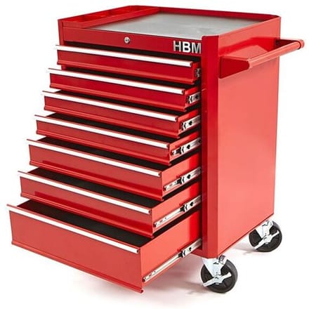 HBM gereedschapswagen met 7 laden, 66 cm, rood