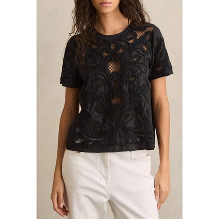Reiss Floral Cut Out Top Black Maat: 4 | Blouses Outlet | Dames | Zwart