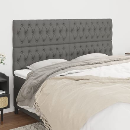 vidaXL - Hoofdbord - donkergrijs - 180x7x118/128 - cm - Stof