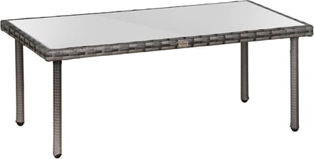 Moderne Salontafel voor Buiten - Gehard Glas - Polyrotan - Grijs