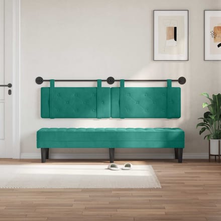 vidaXL - Hangend - hoofdbord - Turquoise - Fluweel
