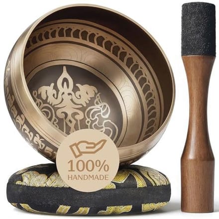 Tibetaanse klankschaal set - bevorder harmonie, chakra healing en mindfulness - Licht goud