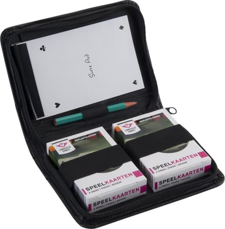 Luxe Etui - PU - 2 Sets Speelkaarten - Notitieboekje en Potlood - Met Rits - Engelhart