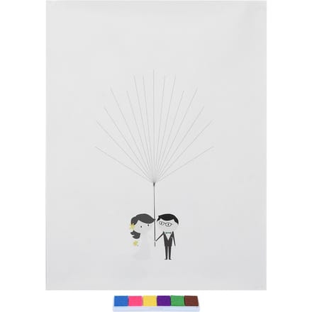 Vingerafdruk Schilderen Bruid Bruidegom Bruiloft Patroon DIY Inloggen Schilderen Voor Decoratie white