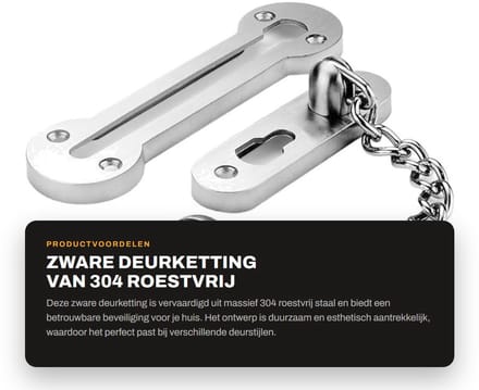 Dailygoods - Zware Deurketting van 304 Roestvrij Staal voor Beveiliging