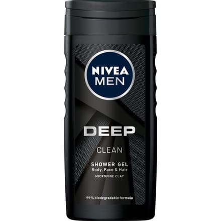 Nivea Men Deep Clean Gel Douche Homme 3 en 1 - Nettoyant 250ml