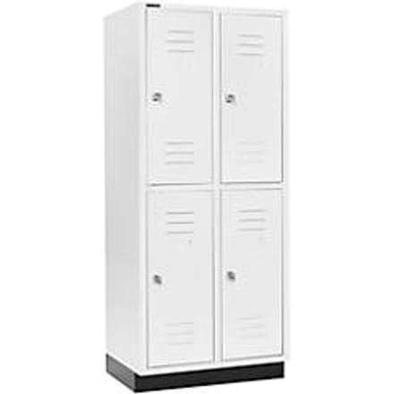 Schäfer Shop Select Kledinglocker, 2 x 2 compartimenten, 400 mm, met fitting, cilinderslot, deur lichtgrijs