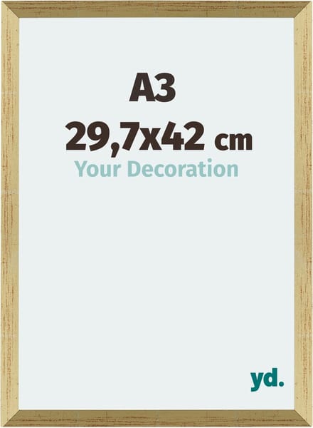 Your Decoration - Fotolijst A3 29,7x42 cm - MDF - Goud Glans - Mura