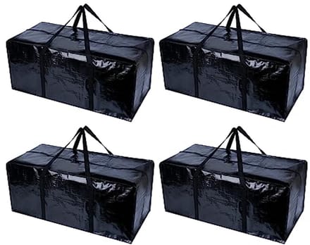 Zwarte E Bewegende Tassen - 4 Pack Extra Grote Herbruikbare Opbergdozen voor Verhuizing en Opslag
