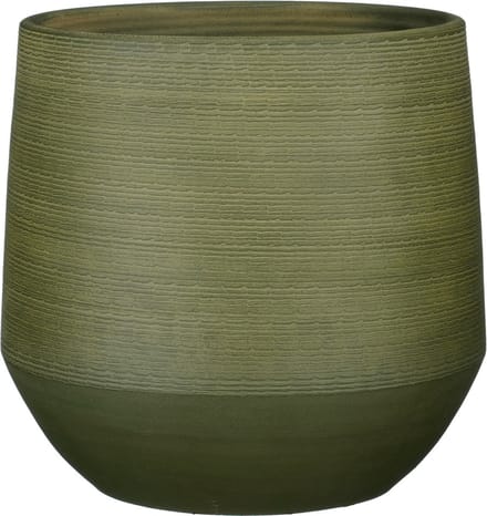 Mica Decorations Plantenpot - terracotta - donkergroen relief - D37/H34 cm - bloempot