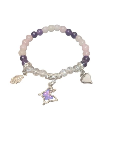 rozenkwarts, amethist en iris bergkristal armband