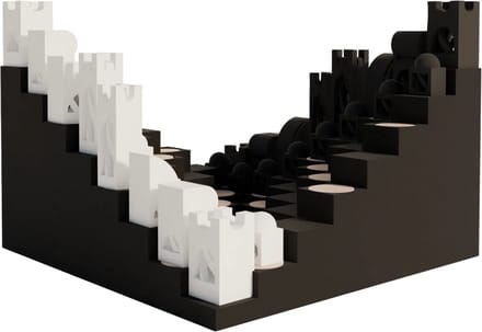 Fiastra Milano 3D Schaakbord - 32 x 32 cm - Mat Zwart