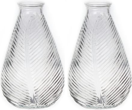 Bellatio Design Bloemenvaas - 2x - helder transparant glas - D14 x H23 cm - vaas