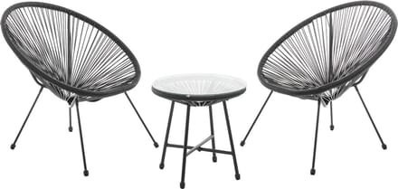 Polyrotan Balkonmeubel / Balkonset Ostana - 3-delig - Zwart
