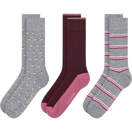 Ted Baker 3pk Mens Non Terry Crew Medium Grey Taglia: OS | Calzini Outlet | Uomo | Grigio