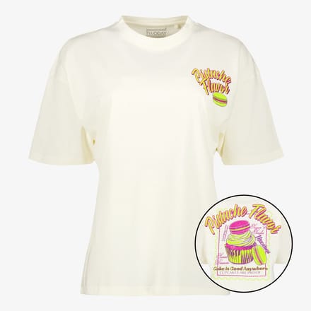TwoDay dames T-shirt met backprint ecru - Wit - Maat M