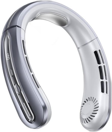 Draagbare nekventilator, 100 snelheden, bladloos ontwerp, oplaadbaar via USB-C, ultrastil bij 60 windsnelheden (Deep Space Grey)