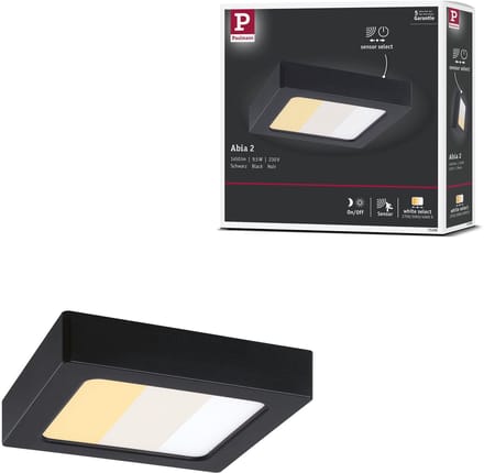 LED-paneel Abia 2 White Select Schemergestuurde bewegingsmelder (HF) hoekig 170x170 mm 9,5W 1100lm White Select Zwart